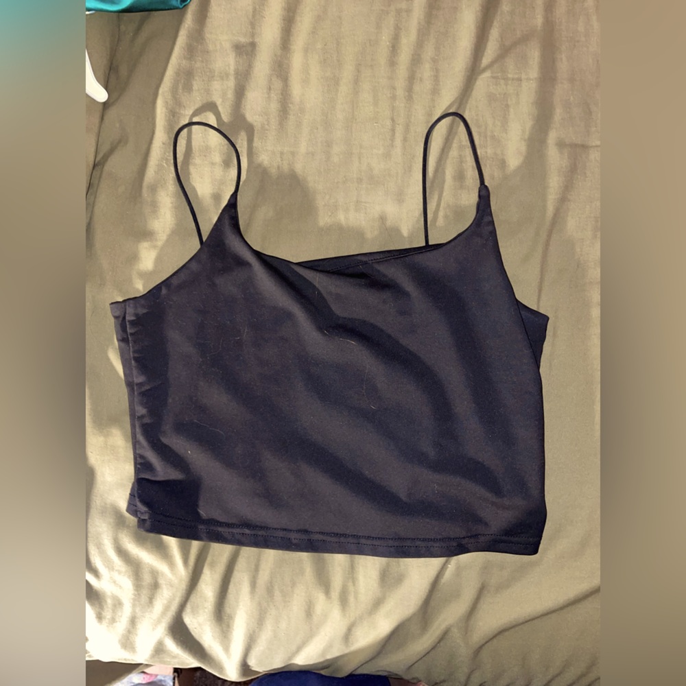 black thin strap crop top (size S)